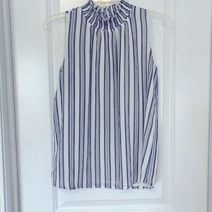 Ann Taylor size SP. high neck blue striped sleeveless shirt